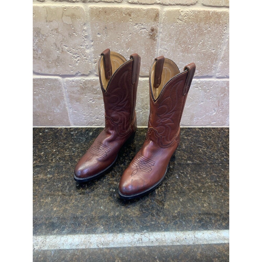 Dan Post Unisex Kids Brown Leather Boots Size 4 1/2 GUC